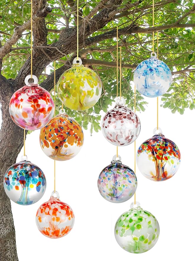Dale Tiffany Hand Blown Glass, 6" Diameter Nova, Tree of Life Collection, Witch Globe Hanging Garden Indoor/Outdoor Decorative Ornament Gazing Ball