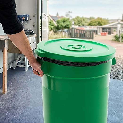 PRO&Family 20 Gallon Trash Can with Lid Round Ingredient Storage Containers Recycling Bin Kitchen Garbage Can Office Garbage Can Trash Barrel Plastic Barrel Yard Waste Bin Outdoor Trashcan (4, Green)