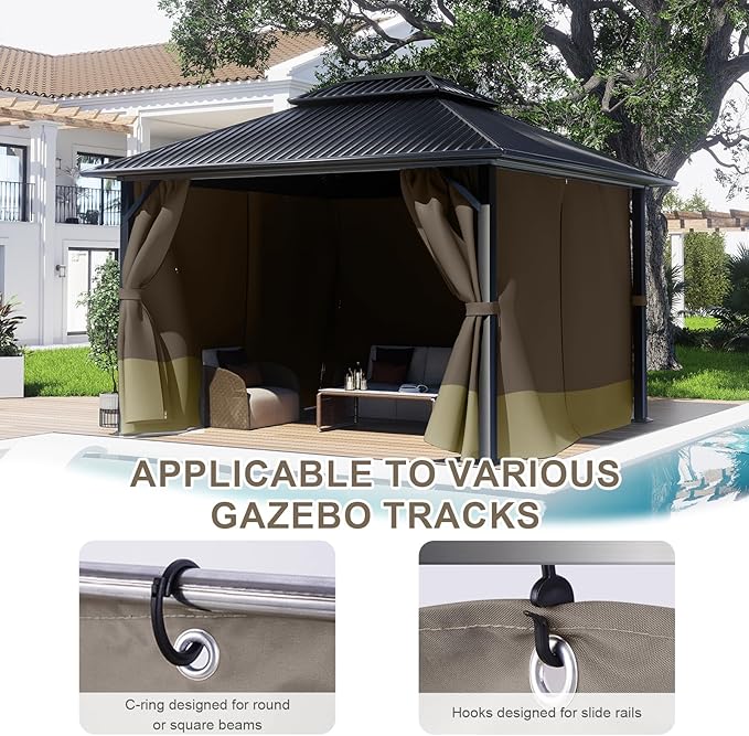 BPS 10' x 10' Gazebo Curtain Privacy 4-Panel Sidewall Outdoor Replacement Shade (Only Curtain)