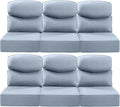 Luxury 24x24x6 Inch Smile Patio Cushions for Outdoor Furniture Set of 6 - Thick Back & Deep Seat Outside Replacement Chair Pillows for Rattan Glider Loveseat Sectional Sofa - Baby Blue
