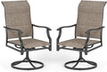 PHI VILLA Swivel Patio Dining Chair with 42" High Back, Padded Textilene Deep Seating Outdoor Chairs with Armrest & E-Coating Frame, All Weather-Resistant for Deck Lawn Garden, Set of 2