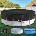 QH.HOME 18 Ft Round Winter Pool Cover with Fast Tightening Patented Ratchet,Pool Covers for Above Ground Pools, One-Piece Tear Resistant Swimming Pool Cover Protector with Upgraded Ultimate Windproof