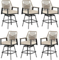 HERA'S HOUSE Outdoor Swivel Bar Stools Set of 6, High Top Patio Chairs with All Weather Cushion Pro Fabric, Bistro Set for Backyard, Lawn Garden, Balcony,Poolside