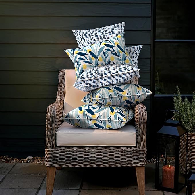 LVTXIII Outdoor Throw Pillows 18x18 Patio Waterproof Square Pillows with Piping Fade Resistant Accent Pillow for Spring Summer Garden Decoration, Set of 2, Leaves Multi