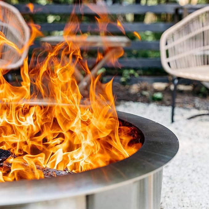 Breeo Smokeless Fire Pit (X Series 19, Stainless Steel) | 22.1 inch Smokeless Firepit for Outside | 47 Pounds | Ideal for Families Compatible with Wide Range of Breeo Accessories
