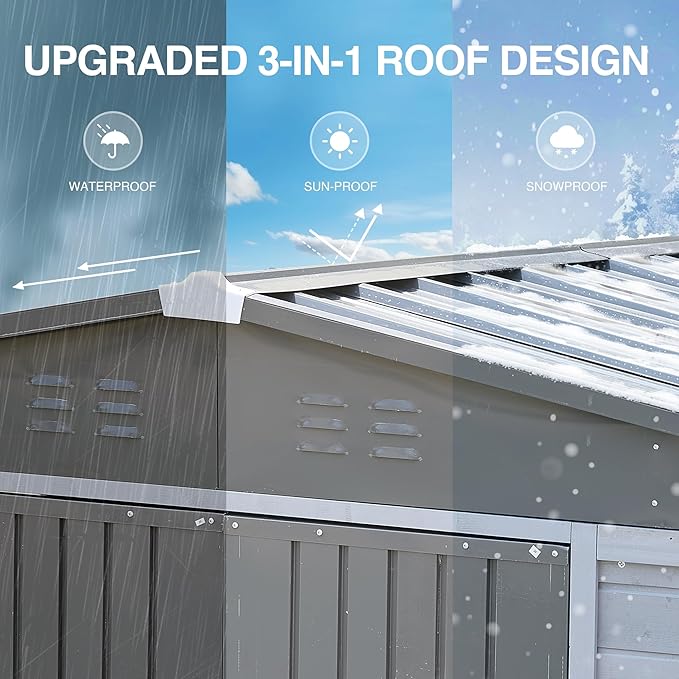 4x6FT Outdoor Storage Shed, Wood Garden Shed with Sloping Roof and Lockable Door,Tool Shed Bike Shed for Backyard Garden Patio Lawn,Gray