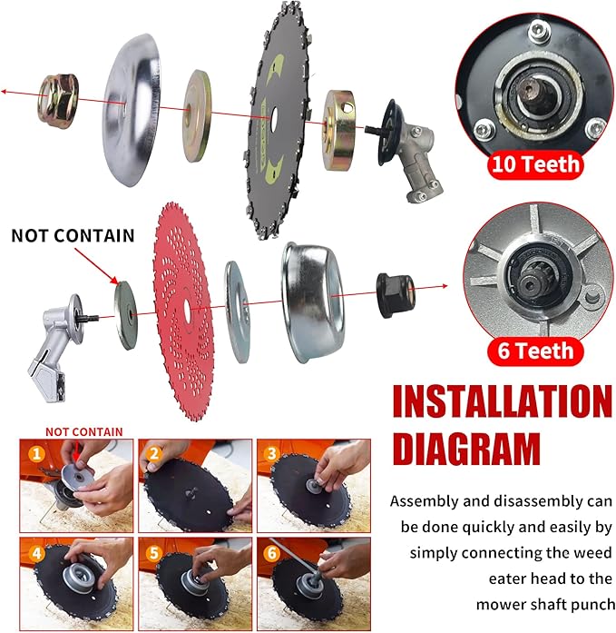 9" x 36 Teeth Carbide Tipped Blades & 9" x20T Carbon Steel Round Chainsaw Tooth Brush Blades & 10" x 3 Teeth Carbon Blades with Adapter Kit