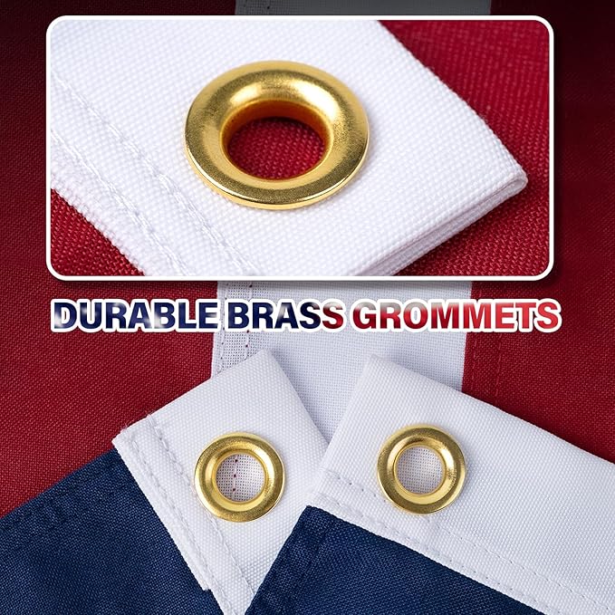 American Flag 10x15 FT TearProof Series, Heavy Duty Tough Spun Polyester USA Flags High Wind for Outside Outdoor with Durable Embroidered Stars Sewn Stripes 5 Brass Grommets