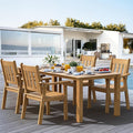 YEFU HIPS Patio Table Set: 5 Piece Outdoor Table and Chairs Dining Furniture Set with Umbrella Hole - Teak Modern Plastic Dining Sets 4 Person for Outside Deck with Metal Aluminum Frame