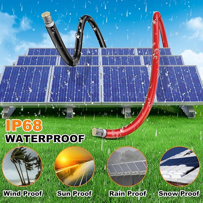 Oududianzi 2x165 Feet Solar Panel Wire, 10AWG Solar Wire Tinned Copper 10 Gauge Solar Cable PV Wire, for Outdoor Automotive RV Solar Panels Boat Marine (165FT Red + 165FT Black)