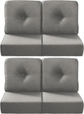 Luxury 22x24/22x25 6-Inch Outdoor Chair Cushions Set of 4 - Heavy Duty Water Repellent Comfortable Cushion for Patio Furniture Set Dining Gliding Rocking Chairs Loveseat L-Shape Sofa - Grey