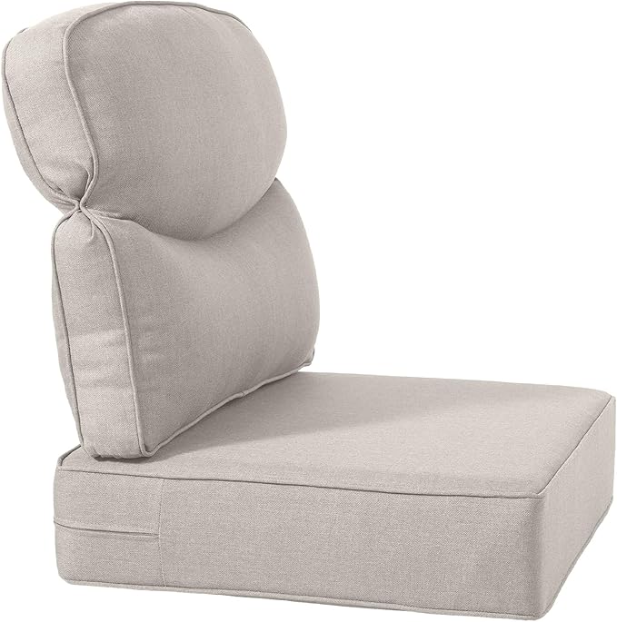 Luxury 24x24x6 Inch Smile Outdoor Cushions 1 Set - Deep Seat Water-Repellent Patio Furniture Replacement Cushion for Wicker Rattan Wood Metal Chair Glider Rocker Loveseat Sofa - Beige