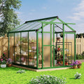 6x8 FT Polycarbonate Greenhouse with Roof Vent - Large Aluminum Walk-in Greenhouse Kit for Gardening, Backyard, Patio, Lawn - Easy Assembly