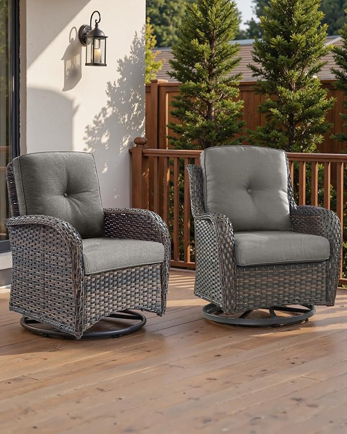 Pop 22x25/22x24 Outdoor Chair Cushions Set of 4 - Heavy Duty High Back Replacement Zippered Cushion for Patio Furniture Set Dining Rocking Chairs Loveseat L-Shape Sofa - Grey/Button