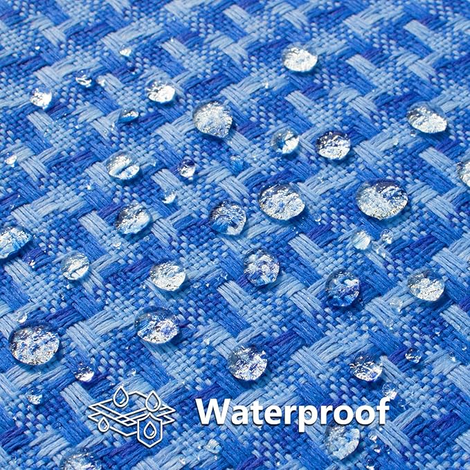 Kevin Textile Outdoor Waterproof Throw Pillow Covers Pack of 2 Weaving Texture Water Resistant Outside Decorative Cushion Covers for Garden Patio Tent Balcony Bench Couch Sofa 18x18 Inch, Blue