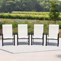 Outdoor Dining Chairs Set of 4, Stackable Patio Chairs with Metal Frame & Textilene Fabric, Perfect for Patio Garden Deck, Oyster