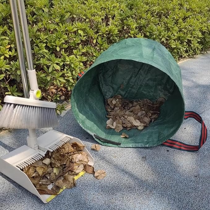 2 PCS 72 Gallon Yard Waste Bags, Reusable Lawn and Leaf Bags Heavy Duty Garden Bags with 2 Pair Gloves for Clean Up Outdoor Debris Leaves Grass Clippings