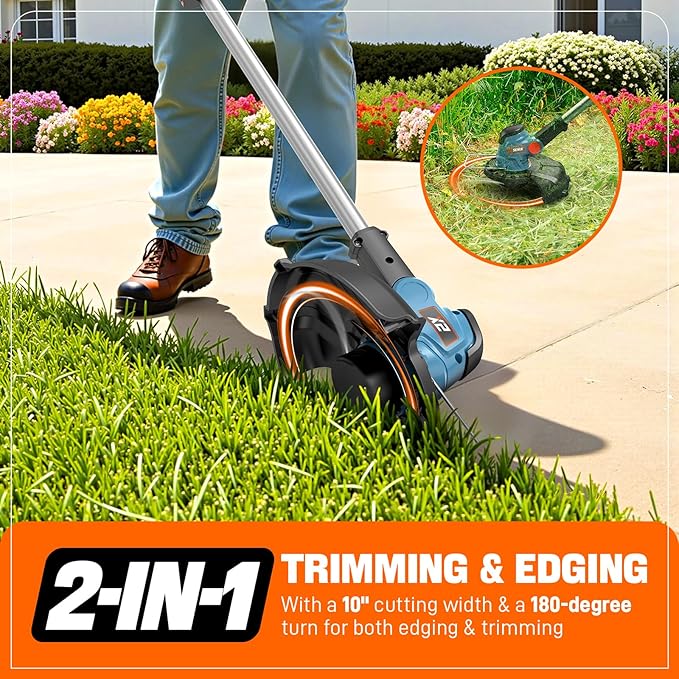 SENIX X2 20V 10'' Weed Wacker - 2 (2.5 Ah) Batteries, 2A Charger and Spool Included- X2GT-BDL