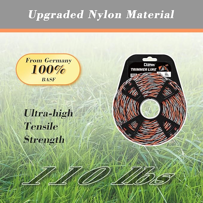 Cluparis 381-Feet Super Heavy Duty Trimmer Line .095-Inch-by-1-Pound Twist Pro Trimmer Line Bulk 3-Component Tri-Extrusion Weed Eater String with Super Line Cutter