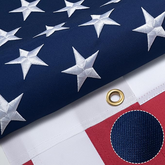 High Wind American Flag for Outdoor 4x6 Ft - Heavy Duty Allegiance US Flag with Embroidered Stars, Sewn Stripes & Brass Grommets All Weather Fade Resistant for Outside Use