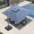 PURPLE LEAF Sunbrella Cantilever Umbrella 9' X 12' Outdoor Patio Rectangular Double Top Large Heavy Duty 360° Rotation Offset Umbrella for Outside Deck Backyard Garden Pool Spectrum Denim