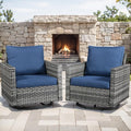 Outdoor Patio Swivel Rocker Chairs - Wicker Patio Swivel Rocking Chairs Set of 2 with Waterproof Wicker,Comfortable Cushions and Sturdy Metal Frame for Outside Porch Deck Backyard(Mixed Grey/Blue)