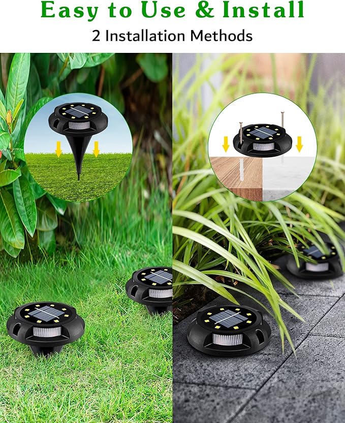 Biling Solar Ground Lights Uplight Sidelight, 12 Packs Bright Solar Outdoor Lights Waterproof for Yard Pathway Driveway Garden Poolside (Warm White)