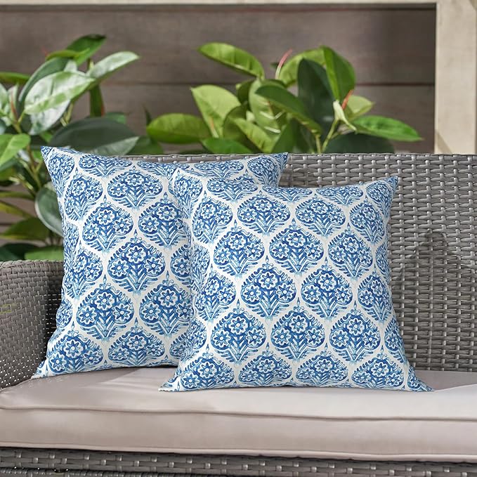 LVTXIII Outdoor Throw Pillow Covers 20 x 20 Inch, Covers ONLY Modern Cute Pattern Decorative Square Toss Pillow Case Pack of 2 for Home Patio Garden Sofa Bed Furniture, Celadon Geometric