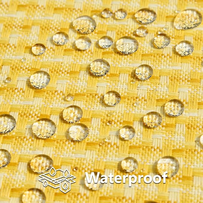 Kevin Textile Outdoor Waterproof Throw Pillow Covers Pack of 2 Weaving Texture Water Resistant Outside Decorative Cushion Covers for Garden Patio Tent Balcony Bench Couch Sofa 18x18 Inch, Yellow