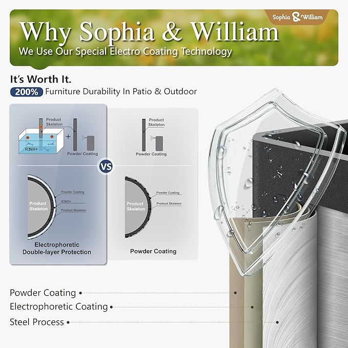 Sophia & William Round Patio Table and Chairs Set, Outdoor Dining Set for 6, 7 Piece Metal Patio Furniture, 54" Black Table(Stripe)