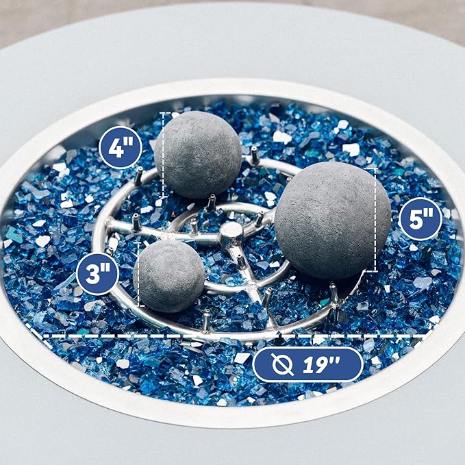 Skyflame Ceramic Balls, Set of 6 Round Fire Stones Set for Indoor and Outdoor Fire Pits or Fireplaces Accessory, 5 Inch, Gray