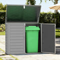 HUGROVE 49.5 Cu ft Storage Shed, 4.6 x 4.1 FT Outdoor Storage Horizontal Resin Shed, Weather Proof Water Proof PP Material, Lockable Door, Outdoor Storage Box for Trash Cans, Patio, Garden (4.6x4.1)