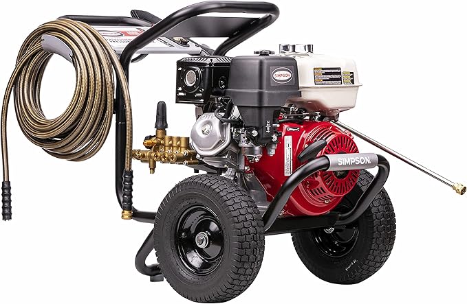 SIMPSON Cleaning PS60869 PowerShot 4000 PSI Gas Pressure Washer, 3.5 GPM AAA Triplex Pump, Honda GX270 Engine, Includes Spray Gun, Wand, 5 QC Nozzle Tips, 3/8-inch x 50-Foot Monster Hose, 49-State