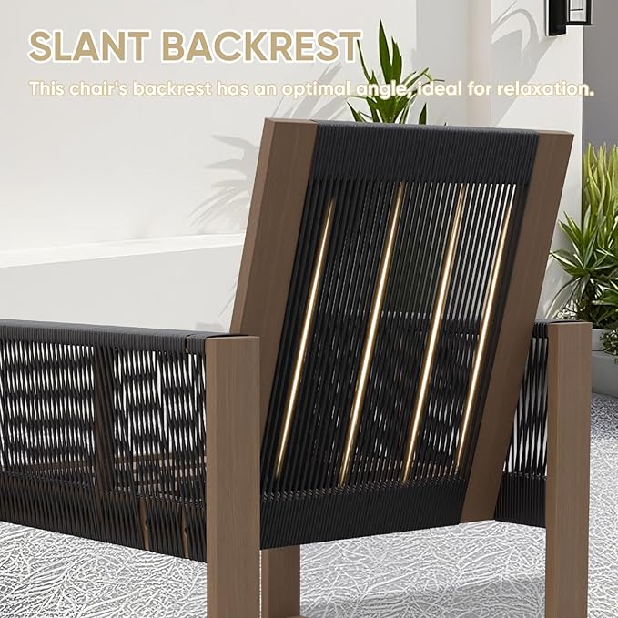 COOS BAY Natural Cedar Wood Patio Chair with Cushions, Durable Outdoor Furniture, Patio Dining Armchair for Deck, Porch, or Garden, 1 Piece, Brownish/Beige