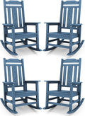 SERWALL Outdoor Rocking Chair Blue Set of 4