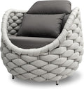 Porch Furniture Chair: Patio Accent Chair Aluminum - Woven Rope Cushioned Armchair Assembled - Modern Lounge Single Chair - All Weather 400lbs for Deck Balcony Yard Garden Hotel Poolside, Gray