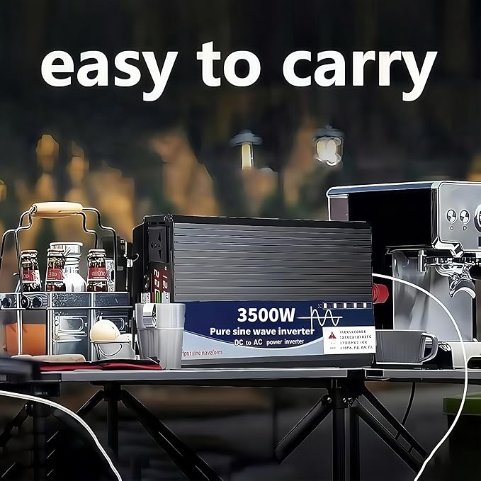 3500W Power Inverter 24V DC to 110V AC Converter with LED Display Dual AC Outlets Dual Fans Radiating for RV, Camp, Boat and Home Emergency Portable Pure Sine Wave Inverter (LED Screen, 3500W 24V)