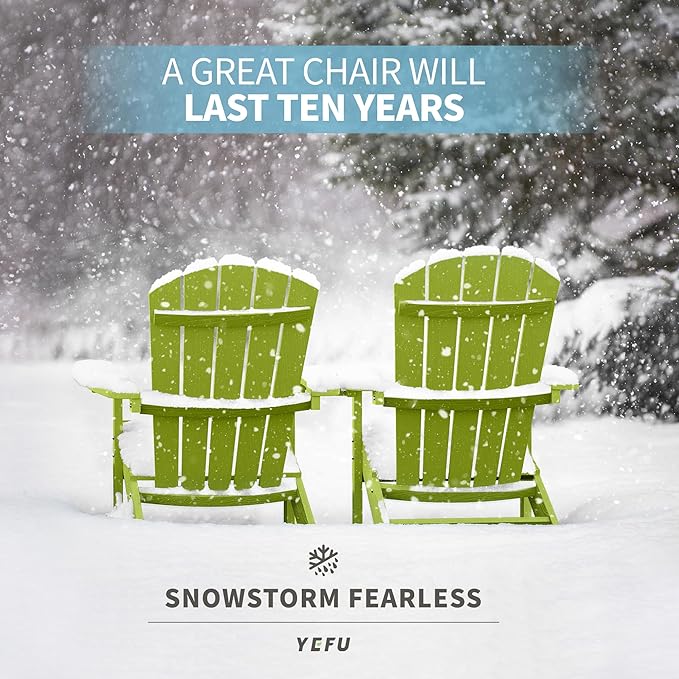 YEFU Plastic Adirondack Chairs Weather Resistant, Patio Chairs 5 Steps Easy Installation, Like Real Wood, Lawn, Outside, Garden Chairs (Kelly Green)