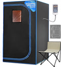 SereneLife Portable Sauna Box for Home, Infrared Sauna Tent with Heated Foot Pad and Folding Chair, Remote Control In-Home Spa, 35" x 71" - inch (Black)