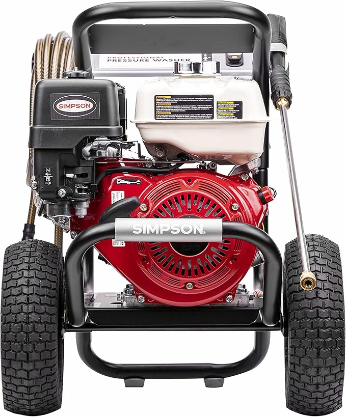 SIMPSON Cleaning PS60869 PowerShot 4000 PSI Gas Pressure Washer, 3.5 GPM AAA Triplex Pump, Honda GX270 Engine, Includes Spray Gun, Wand, 5 QC Nozzle Tips, 3/8-inch x 50-Foot Monster Hose, 49-State