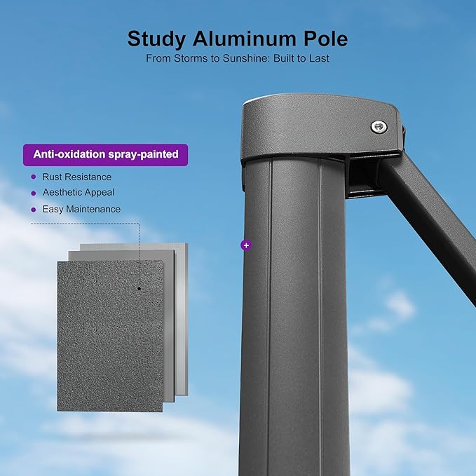 PURPLE LEAF 10' X 13' Rectangle Cantilever Umbrella with Base Outdoor Large Aluminum Patio Umbrella with 3-Year Fade Resistance Recycled Fabric and 360-degree Rotation for Deck Pool Garden, Mint Green