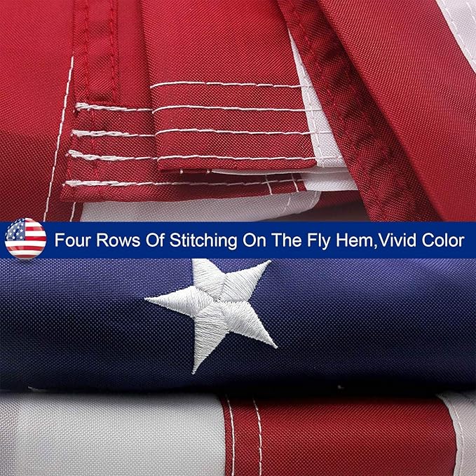 4x6 American Flag for Outside, Best Embroidered Stars And Sewn Stripes, 210D Heavy Duty Polyester, Suitable For Outdoor High Winds Areas (American flag 4x6 FT)