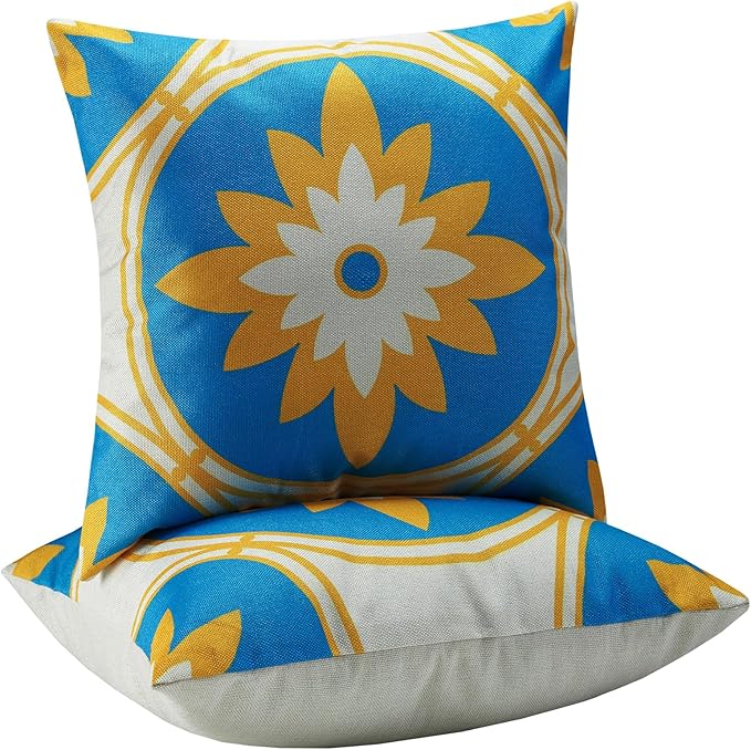 Outdoor Throw Pillows Waterproof Set of 2 Patio Pillows 18×18 Inch Decorative Pillows for Bed, Couch, Sofa and Patio Furniture