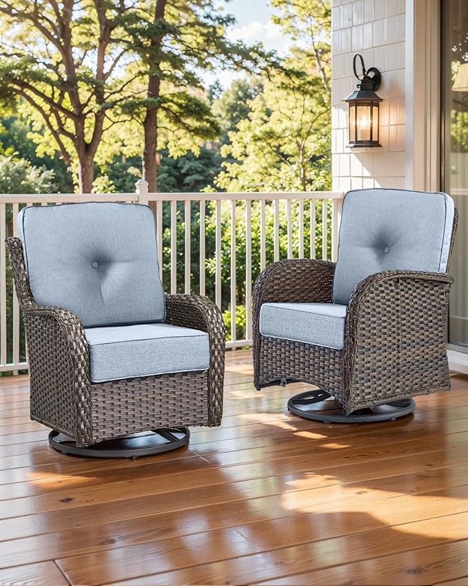 Luxury 22x24/22x25 6-Inch Outdoor Cushions - Water Repellent 1 Set Zippered Patio Chair Cushion for Wicker Dining Rocking Swivel Chairs Loveseat Couch Sectional Sofa - Baby Blue