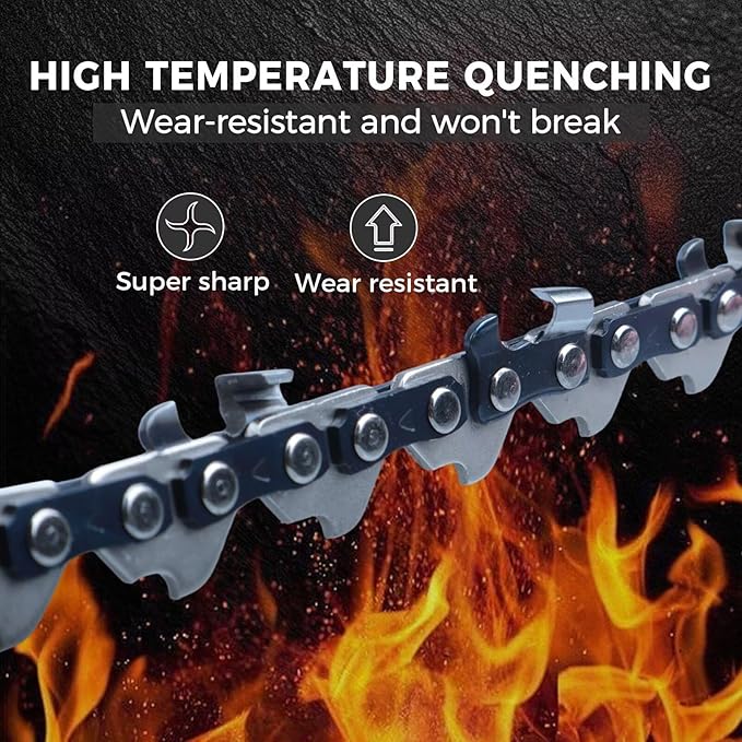 12 Inch Chainsaw Chain 1/4 Pitch .043" Gauge 64 Drive Links Semi-Chisel Chain Saw Chains for Husqvarna, Poulan, Craftsman, Greenworks and More Chainsaw Brands(3 Packs)(40T-6)