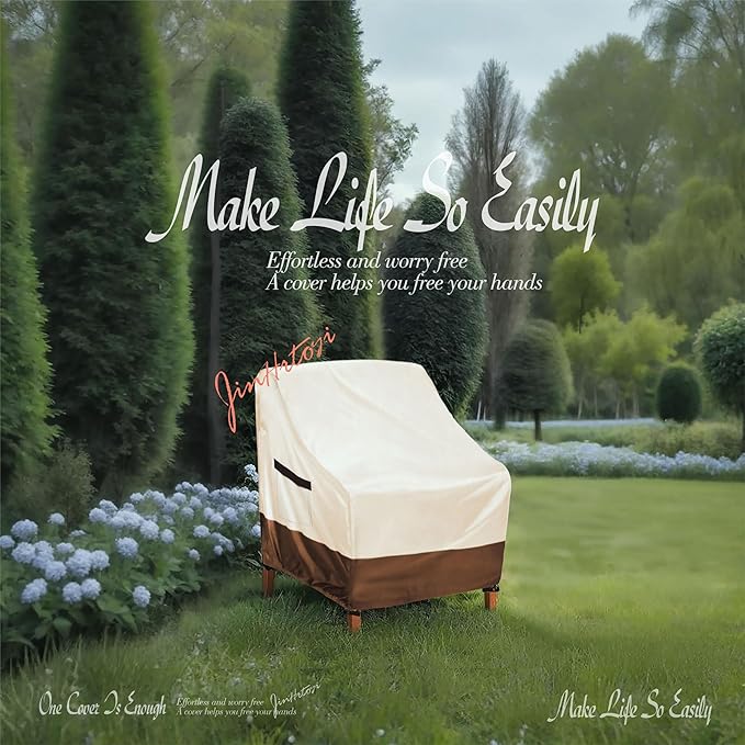 Outdoor Chair Covers 2 Pack, (30W x34D x38H inches)100% Waterproof Heavy Duty Patio Furniture Covers ,Outdoor Furniture Covers Waterproof for Patio Chair Covers,Beige&brown