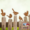 Rusty Bird Decor, Metal Yard Art, Yard Decorations Outdoor, Metal Bird Wall Art, Fence Decorations Outdoor, Rustic Garden Decor, Garden Sculptures Statues, Bird Lover Gifts (Pack of 5)