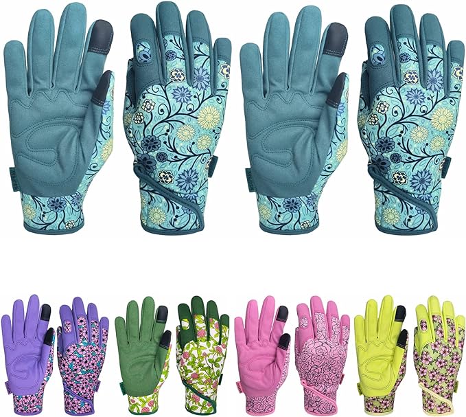 Thorn Proof&Puncture Resistant Gardening Gloves with Grip,Garden Glove for Women, Leather Yard Work Gifts