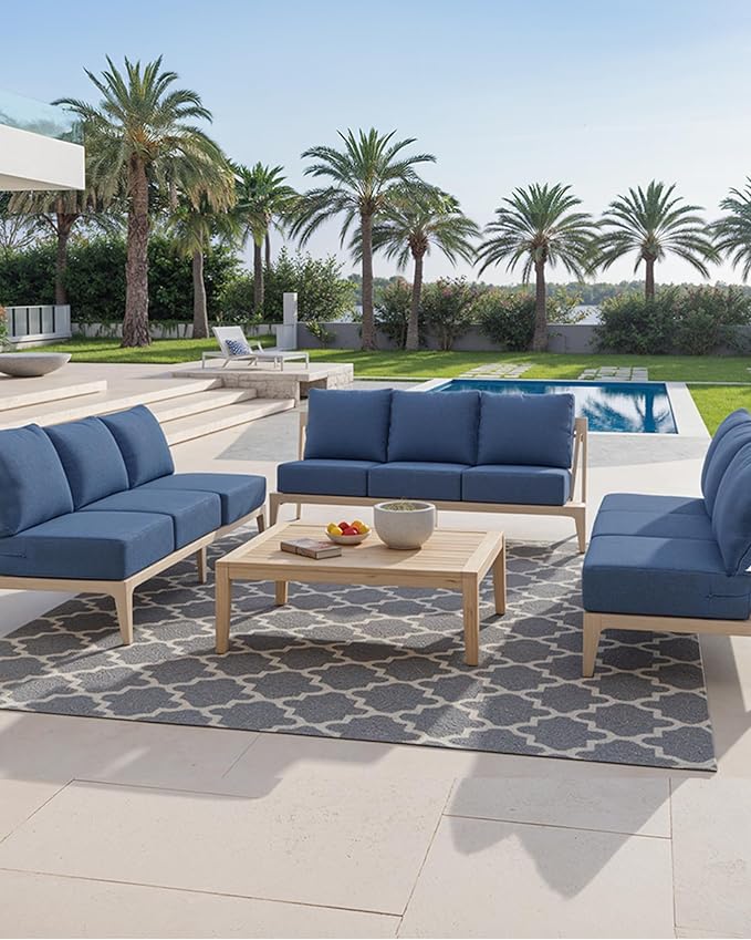 Luxury 24x24x6 Inch Outdoor Deep Seat Cushions Set of 6 - Comfortable Patio Zipper Chair Cushion for Outside Wicker Dining Rocking Swivel Chairs Loveseat Couch Sectional Sofa - Navy Blue