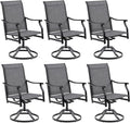 Patio Swivel Chairs Set of 6, Outdoor Dining Chairs with Textilene, Swivel & Rocker Metal Outdoor Patio Dining Chair All-Weather for Backyard, Gray Fabric with Black Frame